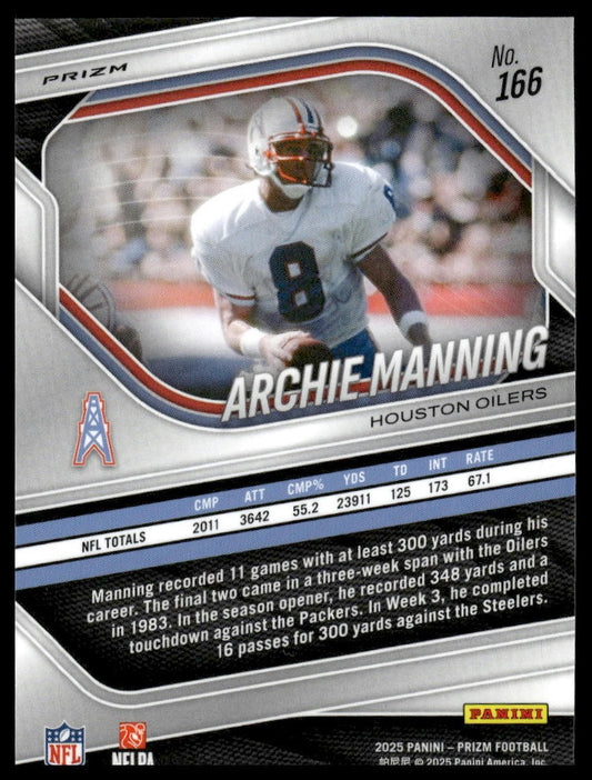 Archie Manning 2025 Panini Prizm #166 Hyper