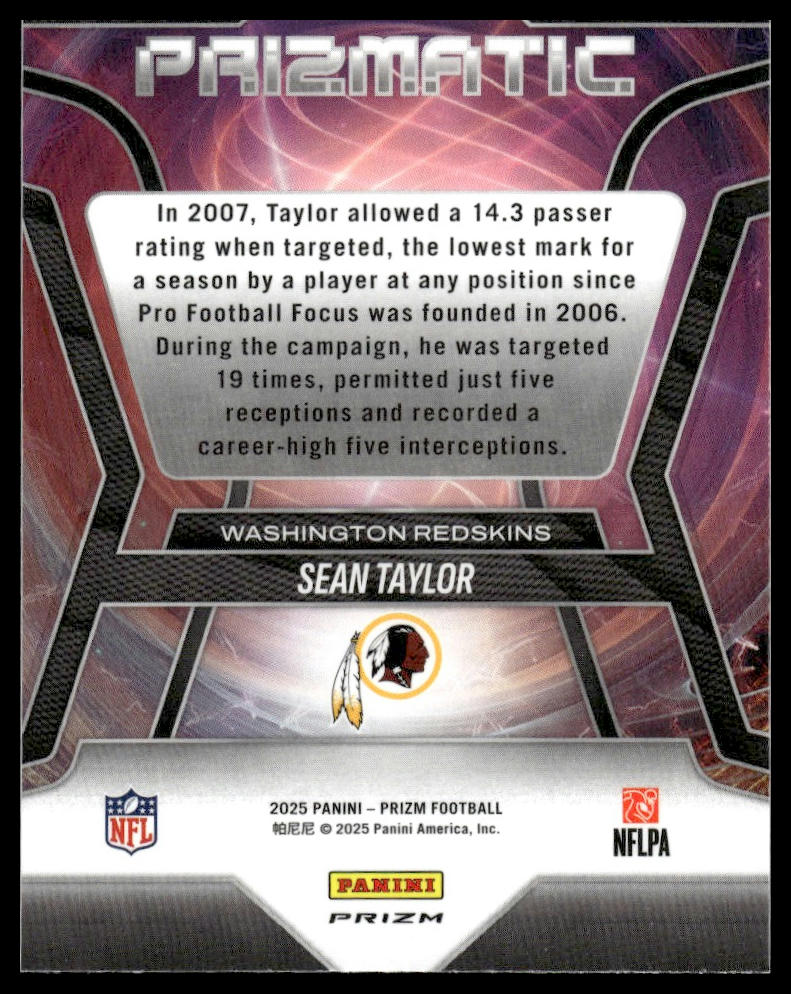 Sean Taylor 2025 Panini Prizm #11 Prizmatic Silver