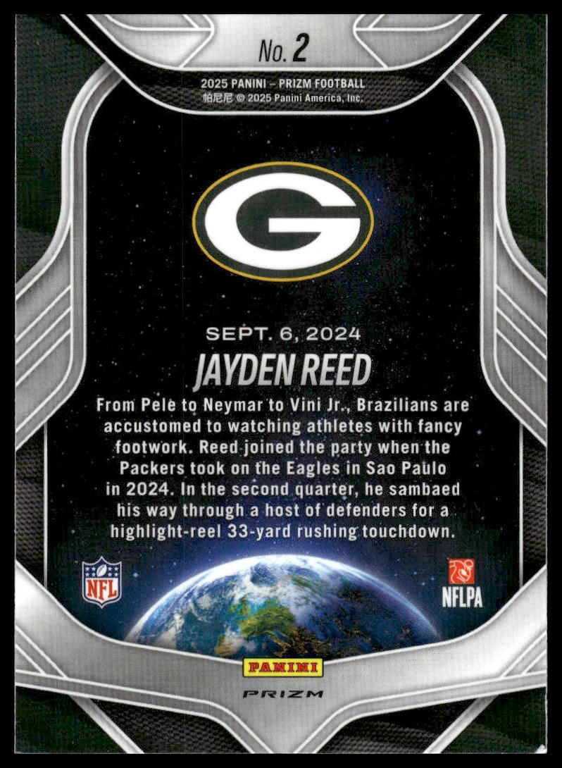Jayden Reed 2025 Panini Prizm #2 Global Reach