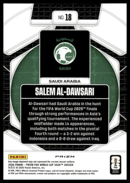 2026 Panini Prizm FIFA World Cup #18 Salem Al-Dawsari Trophy Hunting