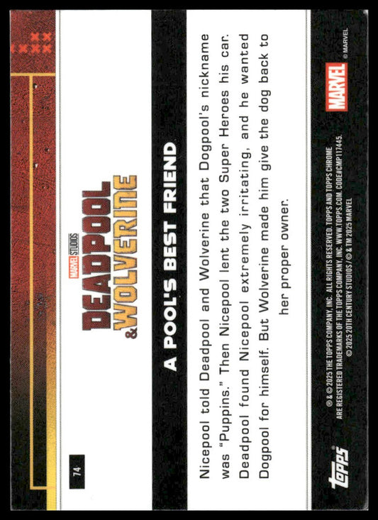 2025 Topps Chrome Deadpool #74 A Pool's Best Friend