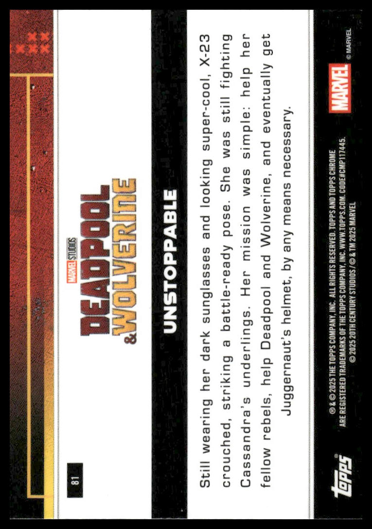 2025 Topps Chrome Deadpool #81 Unstoppable