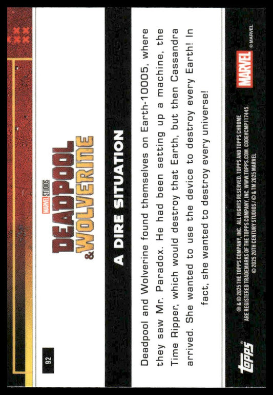 2025 Topps Chrome Deadpool #92 A Dire Situation