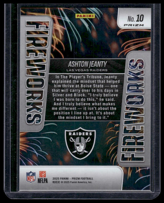 2025 Panini Prizm Football #10 Ashton Jeanty Green Pulsar Prizm Fireworks