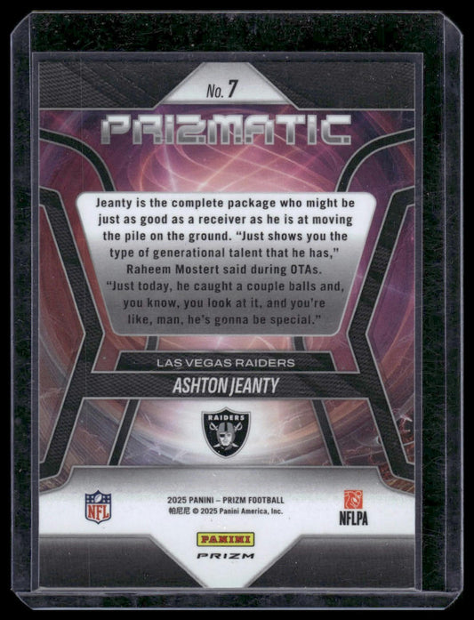 2025 Panini Prizm Football #7 Ashton Jeanty Green Pulsar Prizm Prizmatic