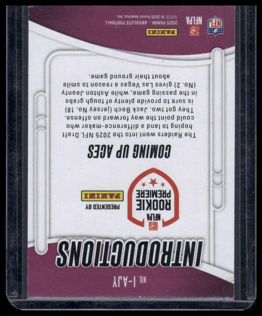 2025 Panini Absolute #I-AJY Ashton Jeanty / Jack Bech Introductions