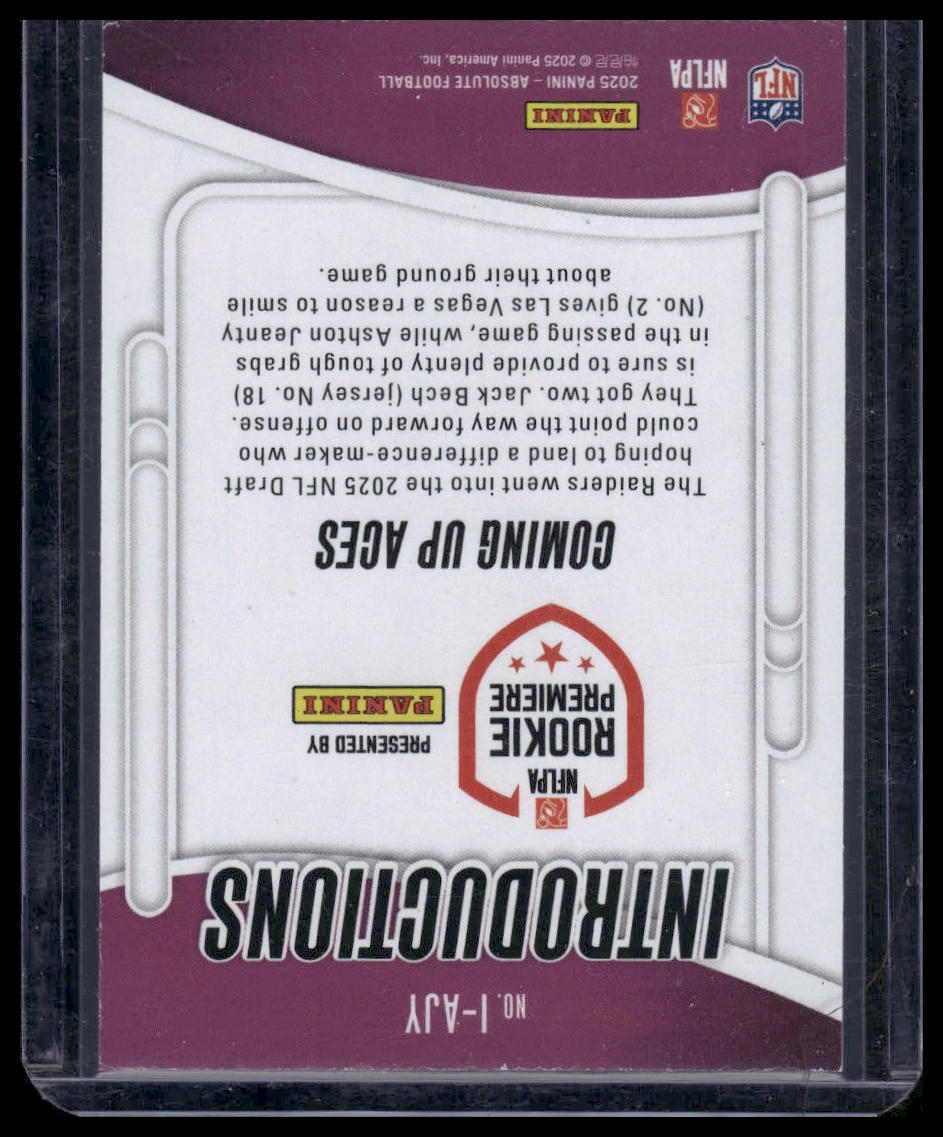 2025 Panini Absolute #I-AJY Ashton Jeanty / Jack Bech Introductions