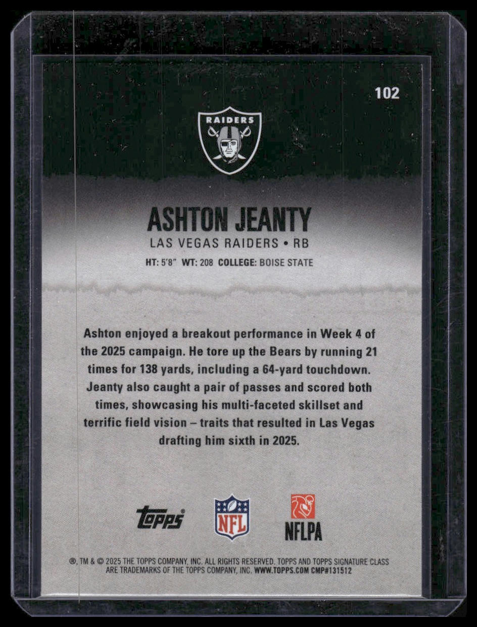 2025 Topps Signature Class #102 Ashton Jeanty Blue & Yellow