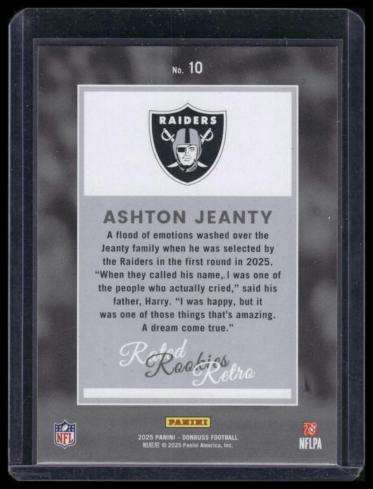2025 Panini Donruss Football #10 Ashton Jeanty Rated Rookies Retro