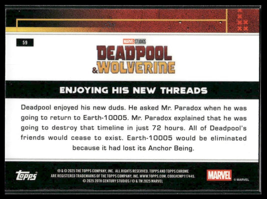 2025 Topps Chrome Marvel Deadpool #59 Enjoying His New Threads