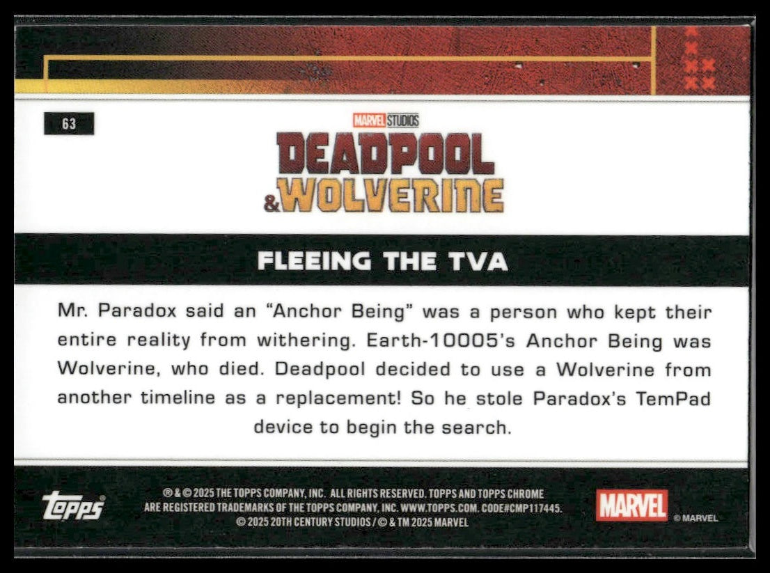 2025 Topps Chrome Marvel Deadpool #63 Fleeing the TVA