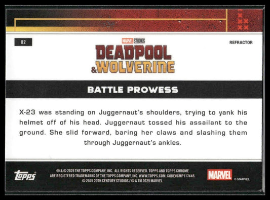 2025 Topps Chrome Marvel Deadpool #82 Battle Prowess Refractor