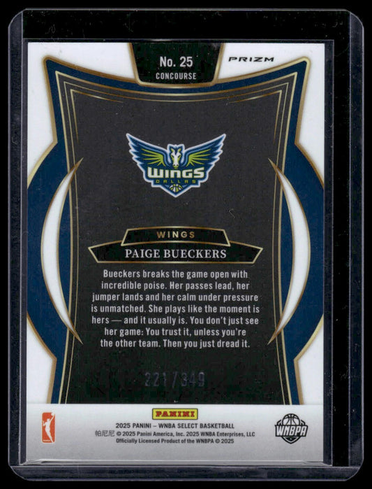 2025 Panini Select WNBA #25 Paige Bueckers Green & Blue Prizm 221/349