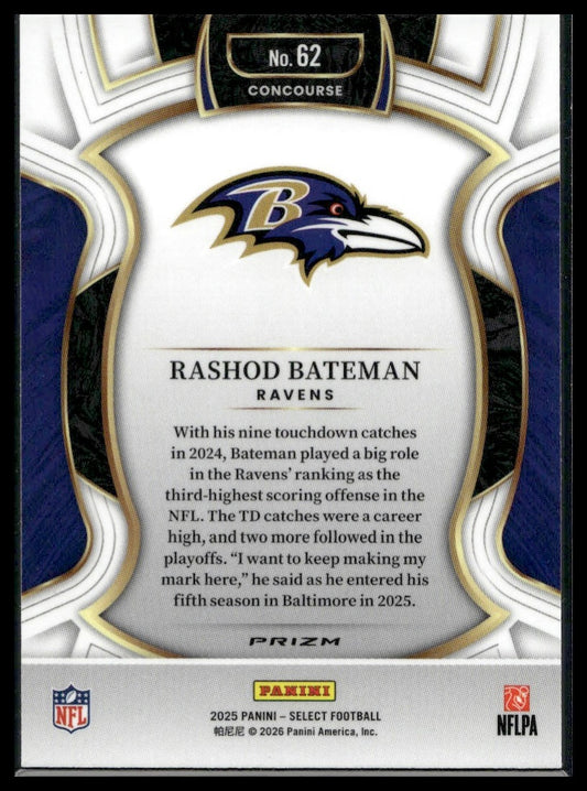 2025 Panini Select Football #62 Rashod Bateman Silver