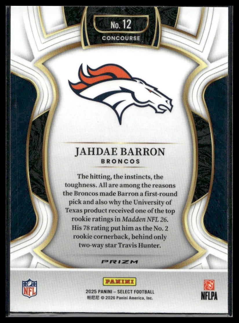 2025 Panini Select Football #12 Jahdae Barron Silver