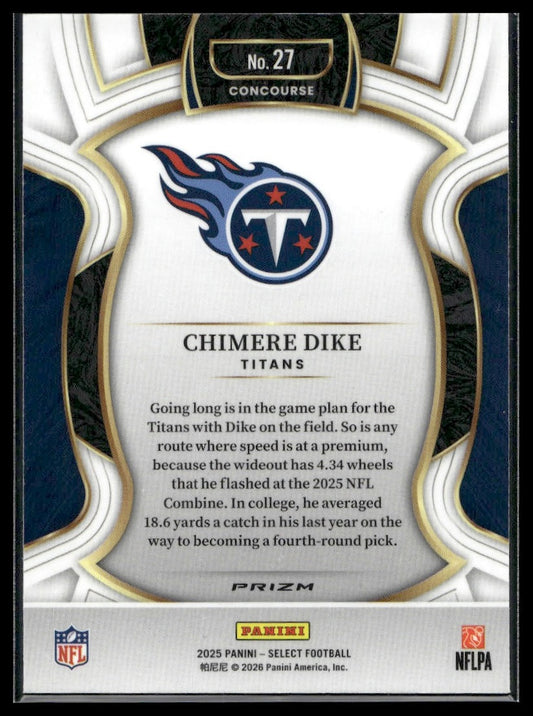 2025 Panini Select Football #27 Chimere Dike Tri-Color