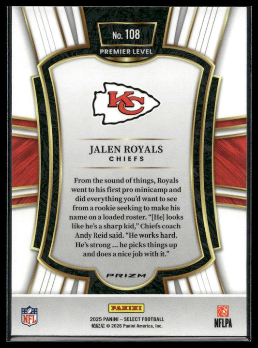 2025 Panini Select Football #108 Jalen Royals Silver