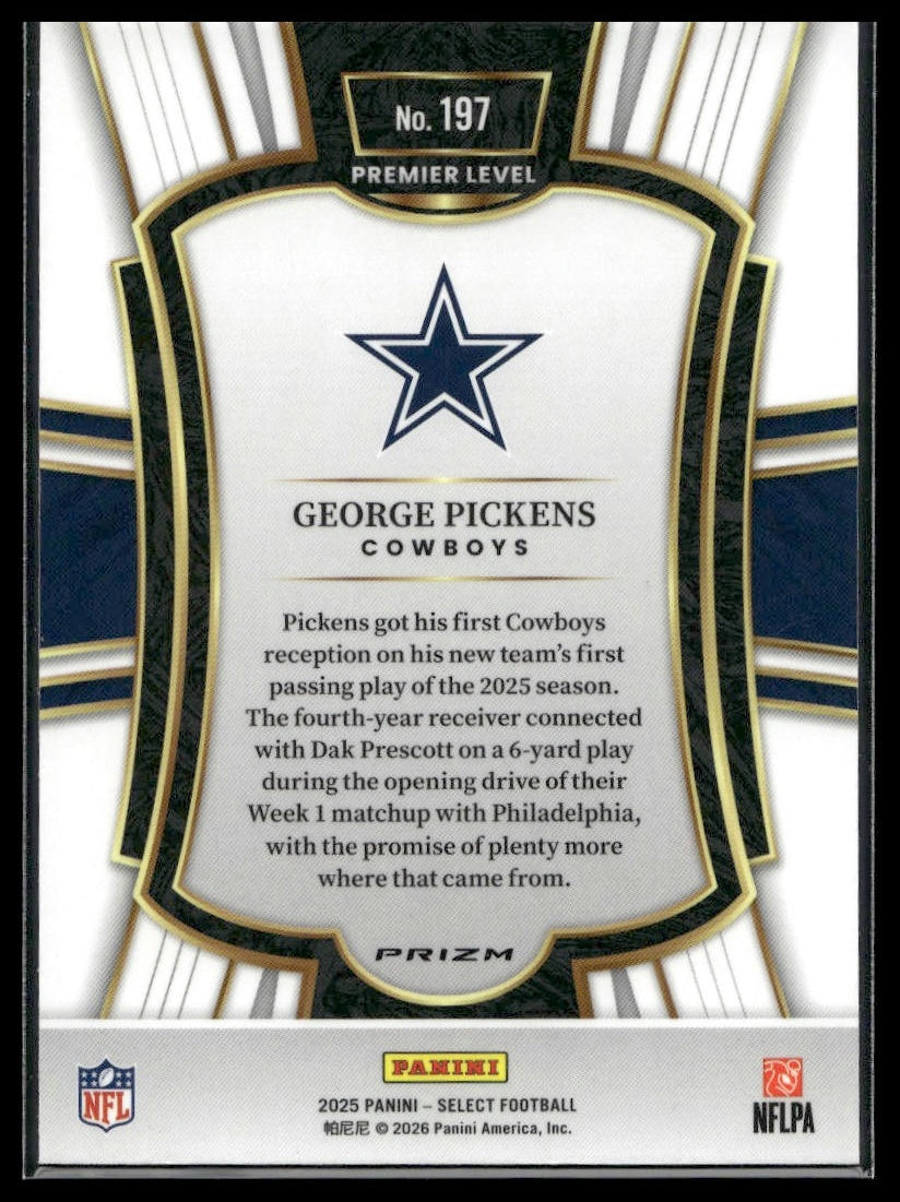 2025 Panini Select Football #197 George Pickens Silver