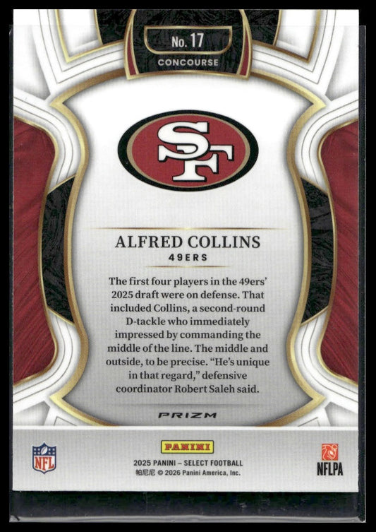 2025 Panini Select Football #17 Alfred Collins Copper Shock Prizm