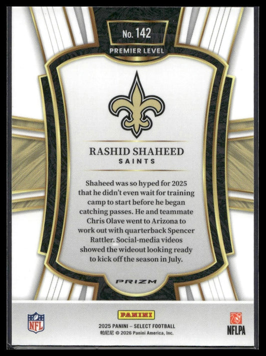 2025 Panini Select Football #142 Rashid Shaheed Copper Shock Prizm