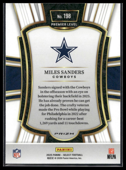 2025 Panini Select Football #198 Miles Sanders Tri-Color