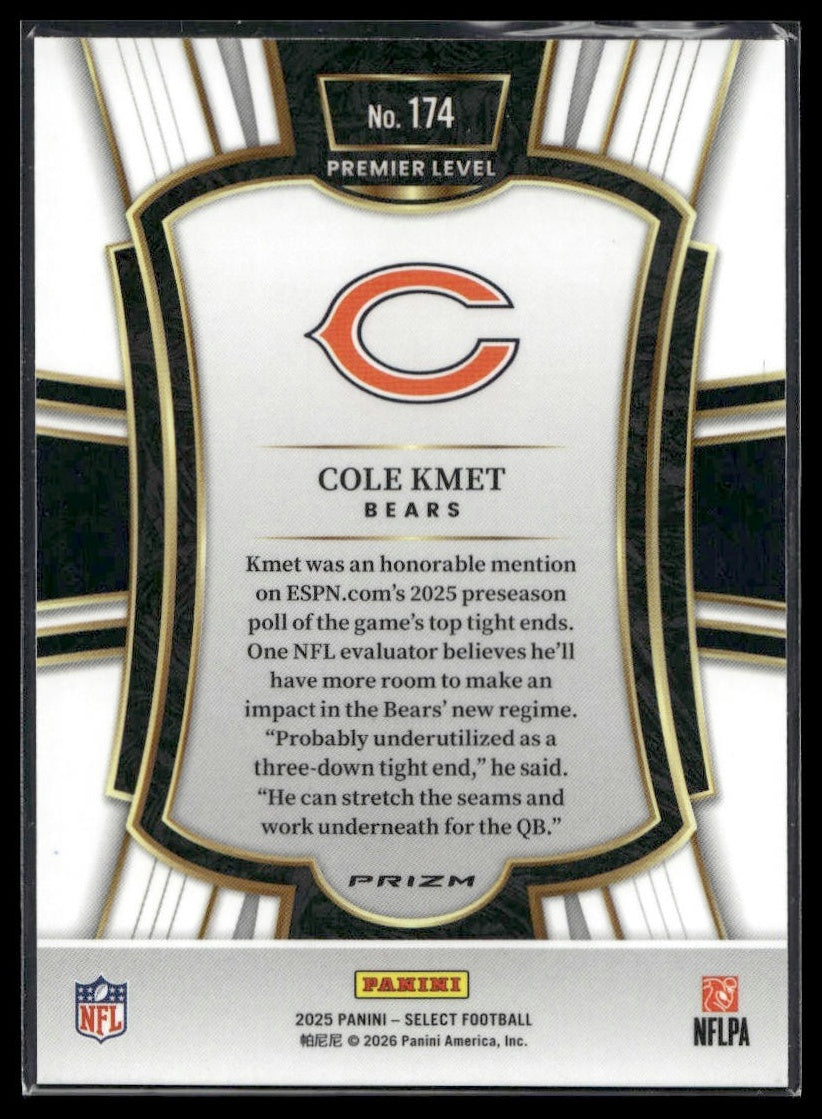 2025 Panini Select Football #174 Cole Kmet Tri-Color
