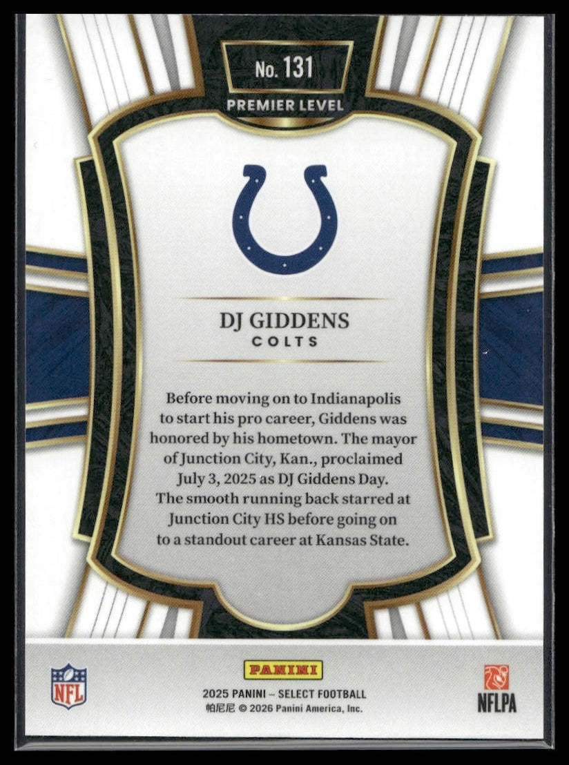 2025 Panini Select Football #131 DJ Giddens Base (no Prizm)