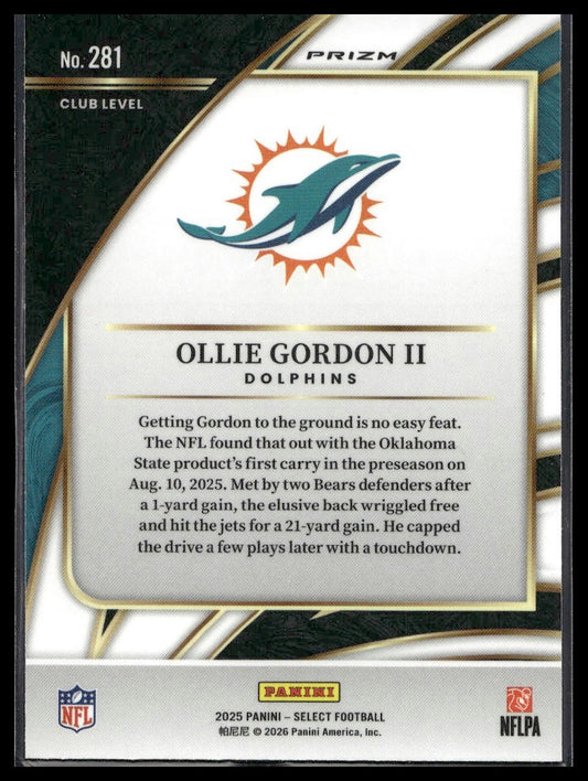 2025 Panini Select Football #281 Ollie Gordon II Silver