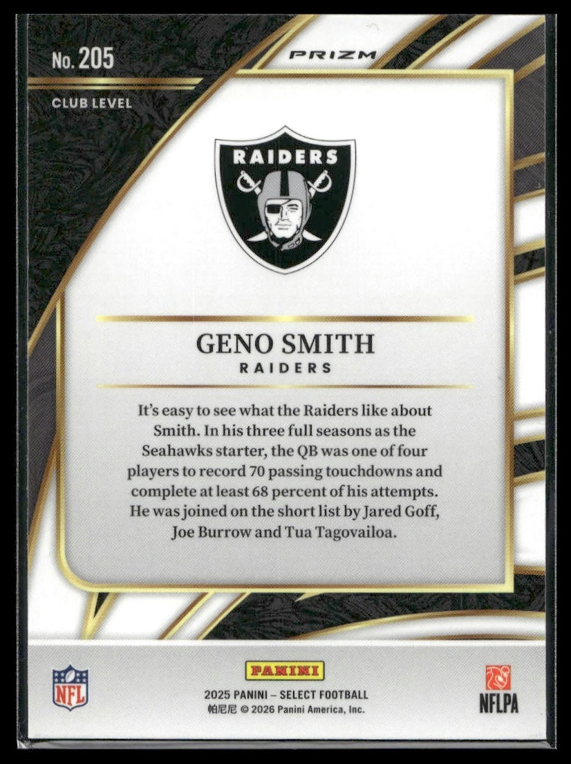 2025 Panini Select Football #205 Geno Smith Copper Shock Prizm