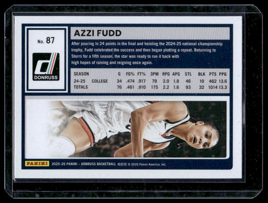 2025-26 Panini Donruss Basketball #87 Azzi Fudd Rated Prospect