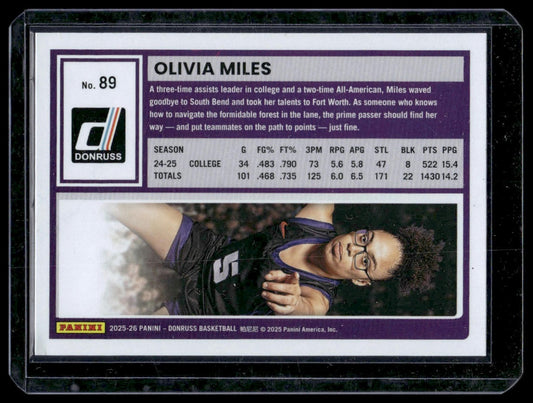 2025-26 Panini Donruss Basketball #89 Olivia Miles Rated Prospect