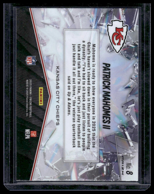 2025 Panini Prizm Football #8 Patrick Mahomes II Prizm Break Green