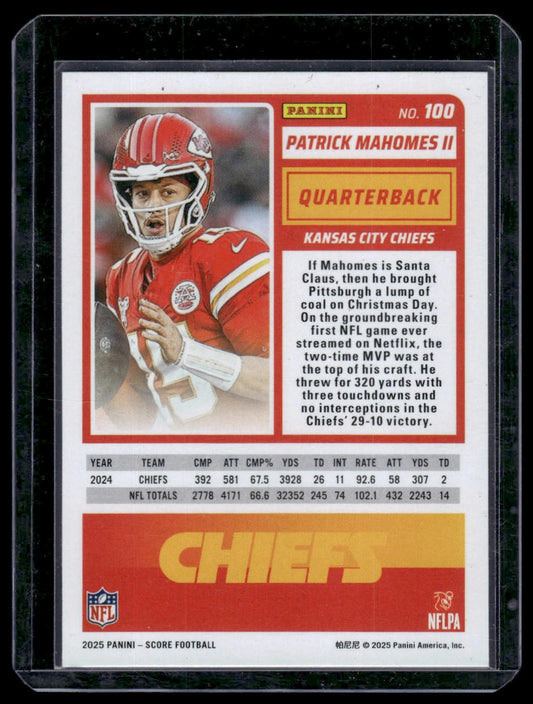 2025 Panini Score Football #100 Patrick Mahomes II Halloween