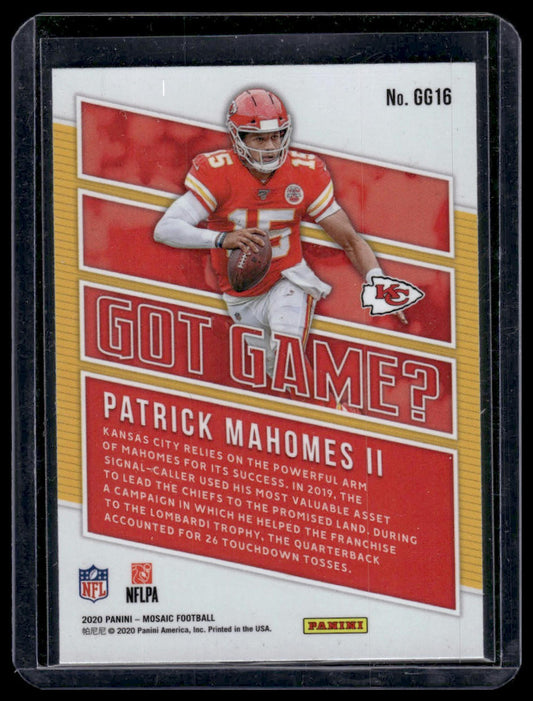 2020 Panini Mosaic Football #GG16 Patrick Mahomes II Got Game?