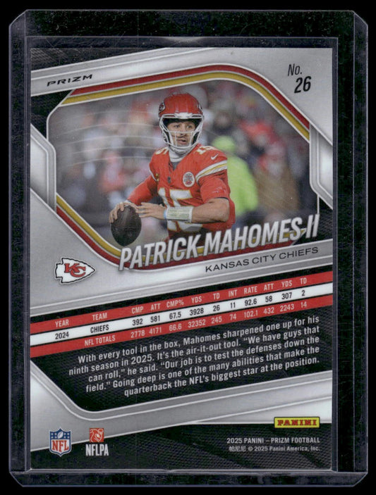 2025 Panini Prizm Football #26 Patrick Mahomes II Silver Prizm