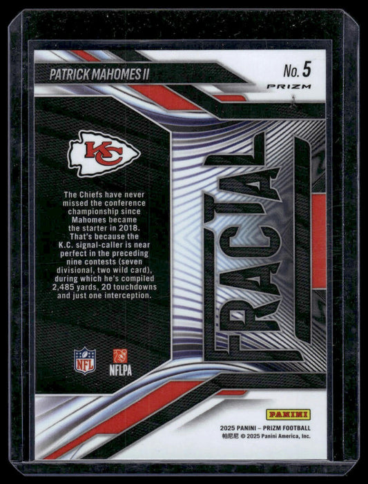 2025 Panini Prizm Football #5 Patrick Mahomes II Fractal Silver Prizm