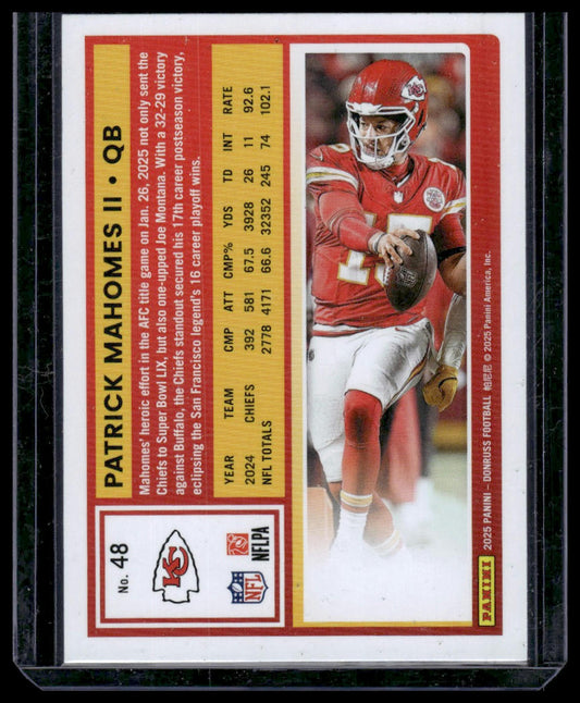 2025 Panini Donruss Football #48 Patrick Mahomes II