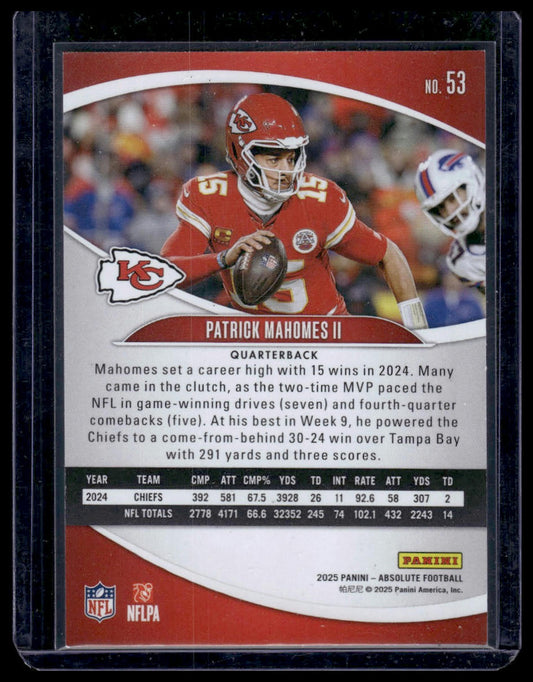 2025 Panini Absolute Football #53 Patrick Mahomes II