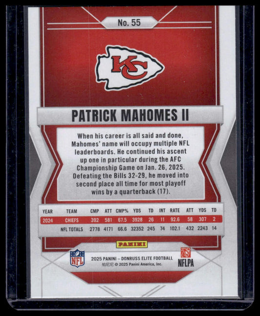 2025 Panini Donruss Elite Football #55 Patrick Mahomes II