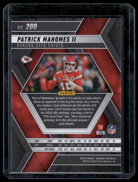 2025 Panini Mosaic Football #200 Patrick Mahomes II
