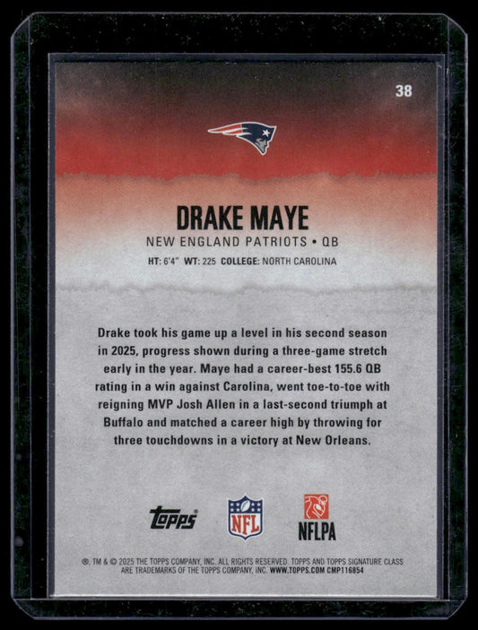 2025 Topps Signature Class Football #38 Drake Maye Round Pick