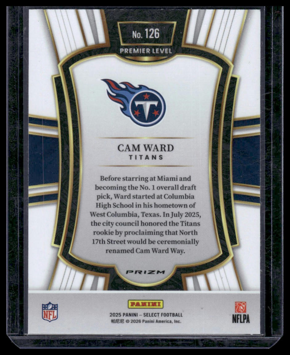 2025 Panini Select Football #126 Cam Ward Premier Level
