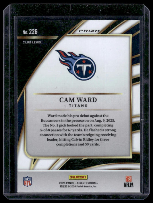 2025 Panini Select Football #226 Cam Ward Club Level