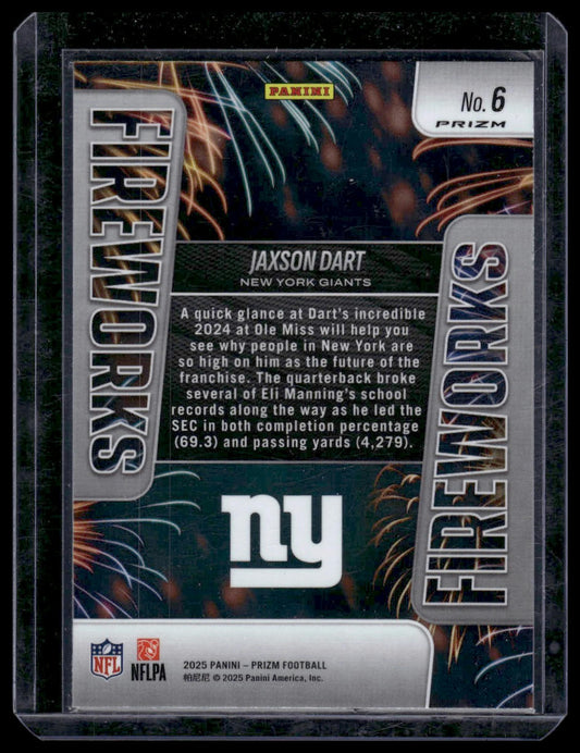 2025 Panini Prizm Football #6 Jaxson Dart Fireworks Green