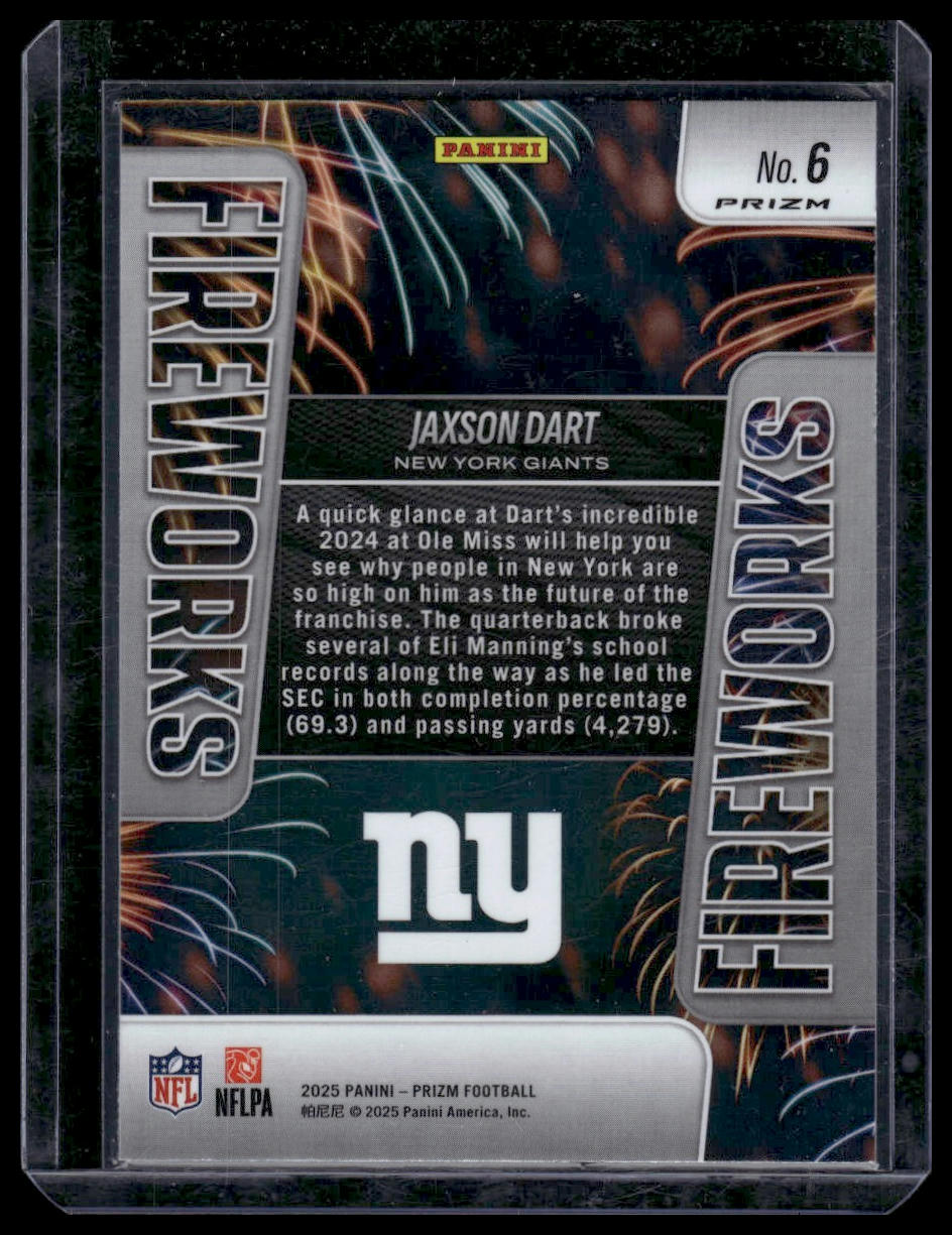 2025 Panini Prizm Football #6 Jaxson Dart Fireworks Green