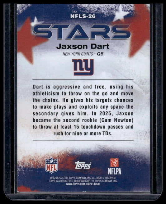 2026 Topps Football #NFLS-26 Jaxson Dart Stars