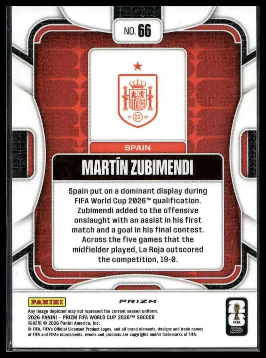 2026 Panini Prizm FIFA World Cup #66 Martin Zubimendi Disco Prizm