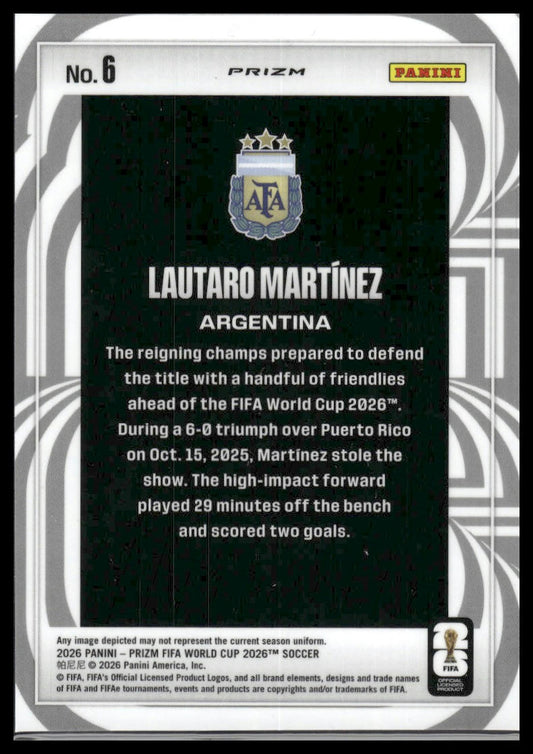 2026 Panini Prizm FIFA World Cup #6 Lautaro Martinez Screamers