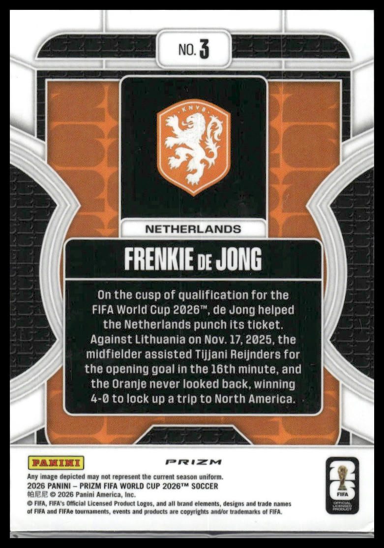2026 Panini Prizm FIFA World Cup #3 Frenkie de Jong Phenomenon