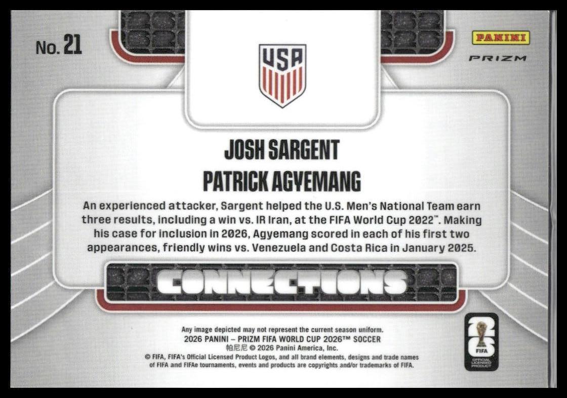 2026 Panini Prizm FIFA World Cup #21 Patrick Agyemang / Josh Sargent Connections